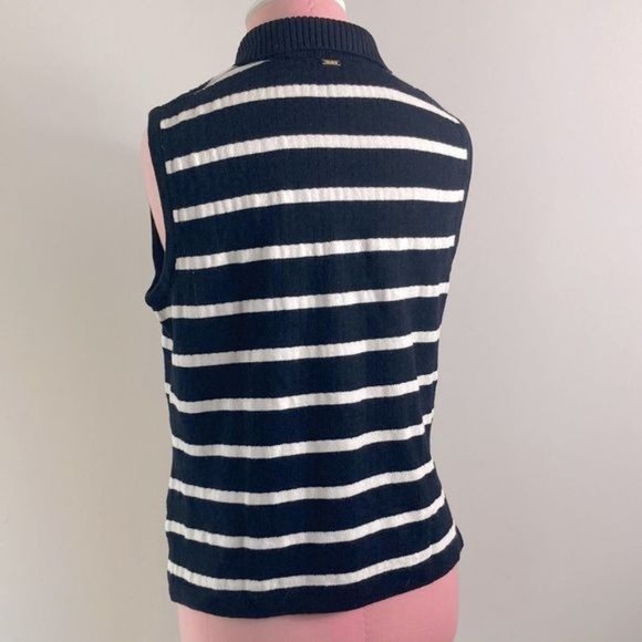 St. John Sport by Marie Gray Black Striped Polo Sweater - Picture 6 of 11